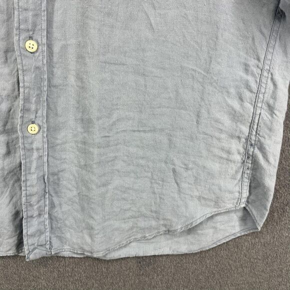 J Crew Shirt Mens Large Linen Button Down Utility Roll Sleeve Casual Workwear - Picture 8 of 16